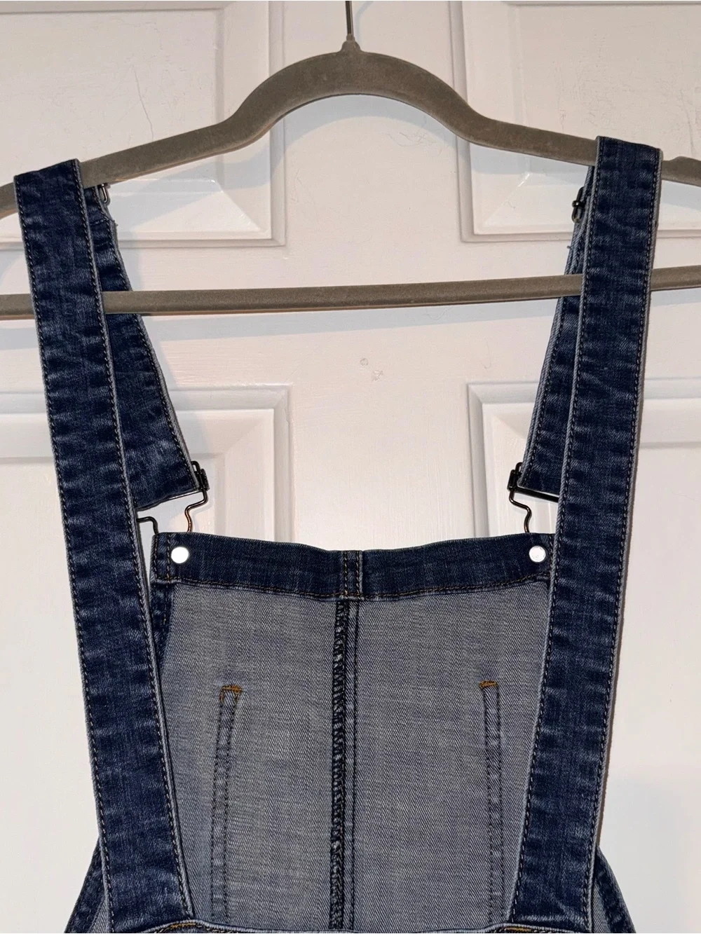 Machine Dark Blue Distressed busted skinny Denim Overalls 27
